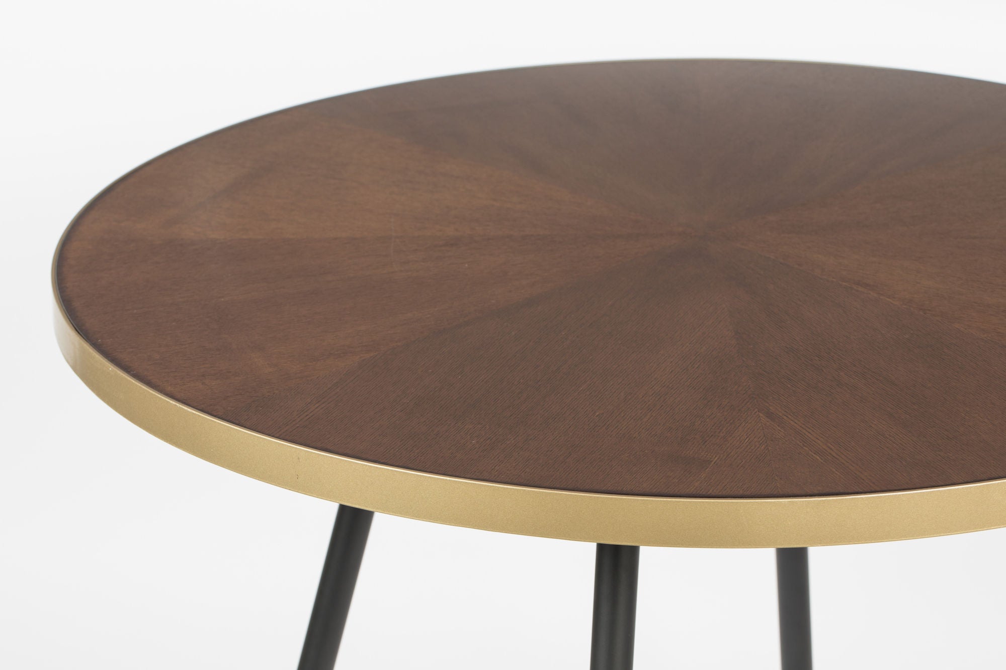 Denise Brown Wood & Gold Round Dining Table
